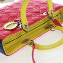 Christian Dior Lady Dior Canage Hand Bag Leather 2way Pink Silver Auth 161705SAM-6