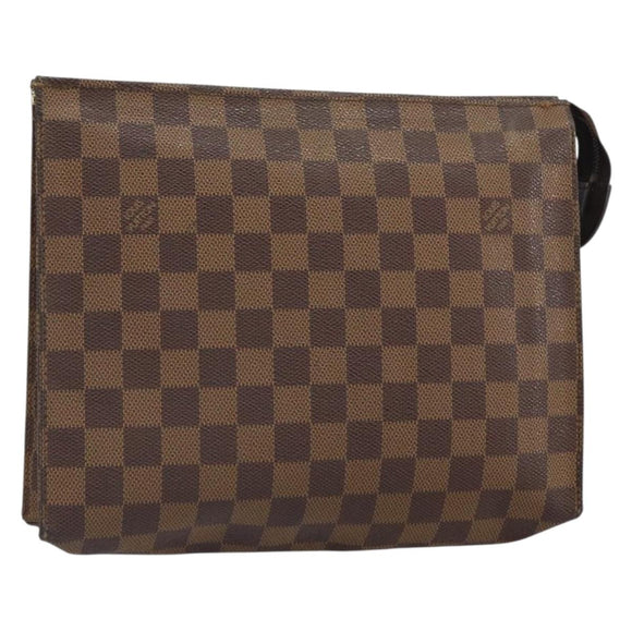 LOUIS VUITTON Damier Ebene Poche Toilette 26 Pouch N47543 LV Auth 161708