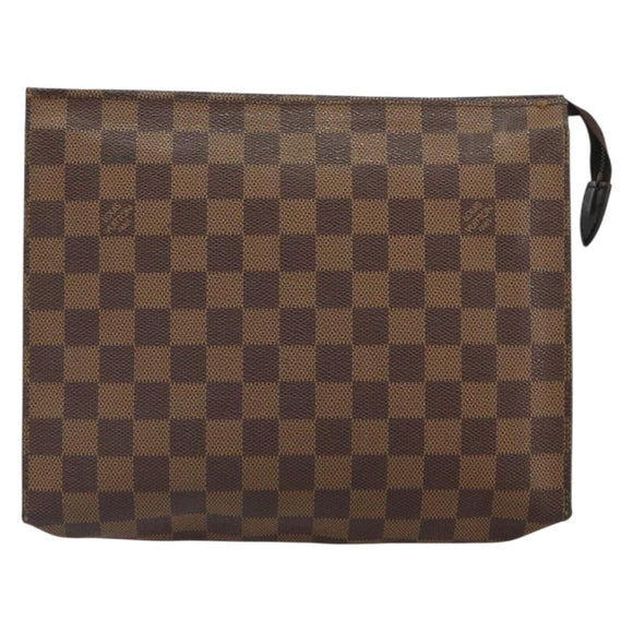 LOUIS VUITTON Damier Ebene Poche Toilette 26 Pouch N47543 LV Auth 161708