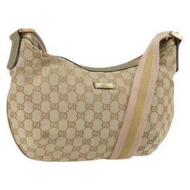 GUCCI GG Canvas Shoulder Bag Beige Gold 181092 Auth 161718