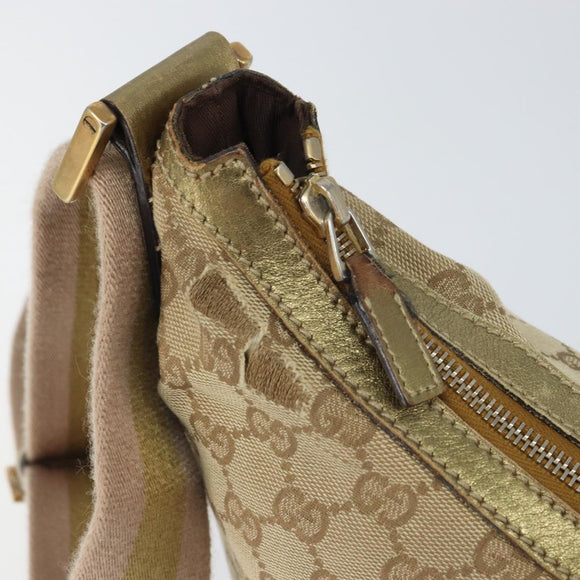 GUCCI GG Canvas Shoulder Bag Beige Gold 181092 Auth 161718