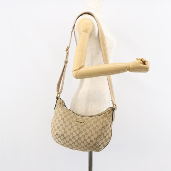 GUCCI GG Canvas Shoulder Bag Beige Gold 181092 Auth 161718