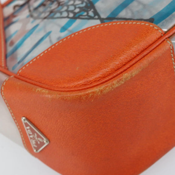 PRADA Hand Bag Vinyl Clear Silver Auth 161719