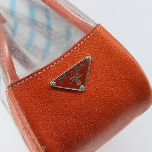 PRADA Hand Bag Vinyl Clear Silver Auth 161719