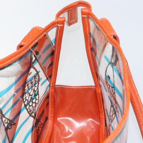 PRADA Hand Bag Vinyl Clear Silver Auth 161719