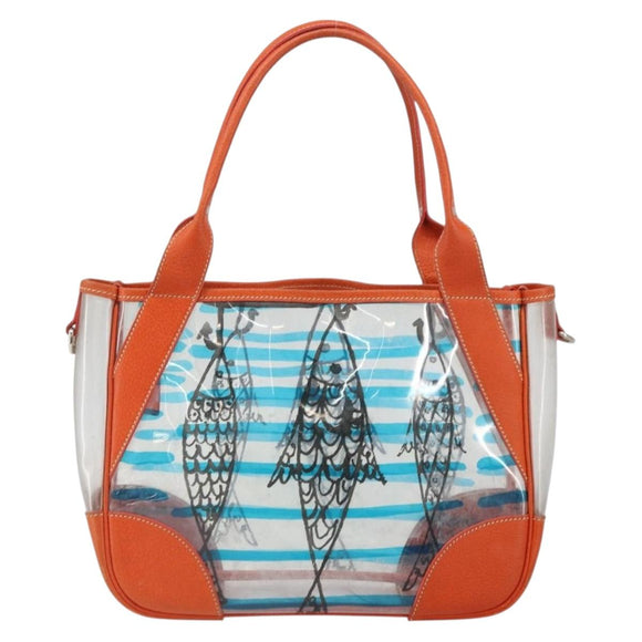 PRADA Hand Bag Vinyl Clear Silver Auth 161719