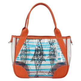 PRADA Hand Bag Vinyl Clear Silver Auth 161719 - 0