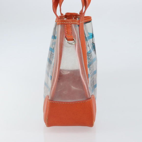 PRADA Hand Bag Vinyl Clear Silver Auth 161719