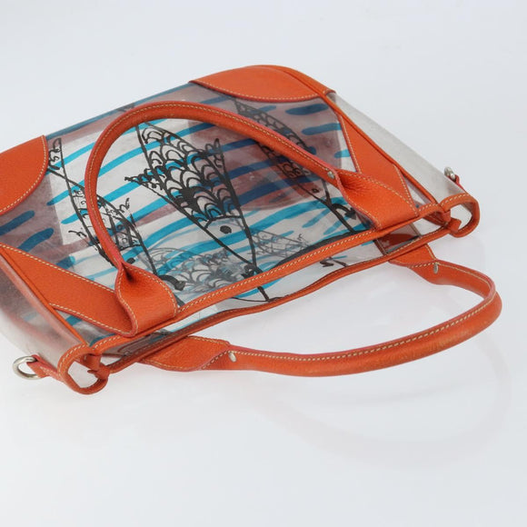 PRADA Hand Bag Vinyl Clear Silver Auth 161719