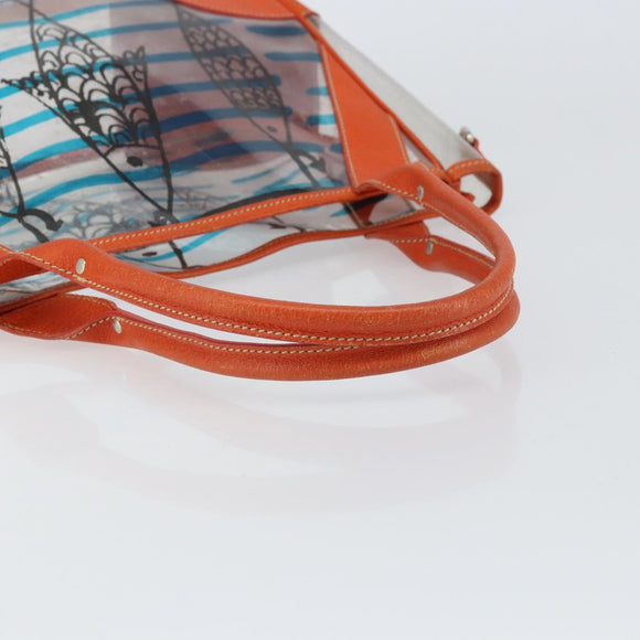 PRADA Hand Bag Vinyl Clear Silver Auth 161719