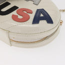 CHANEL Chain V Stitch La Pauza Shoulder Bag Leather White Gold CC Auth 161720SAV-11