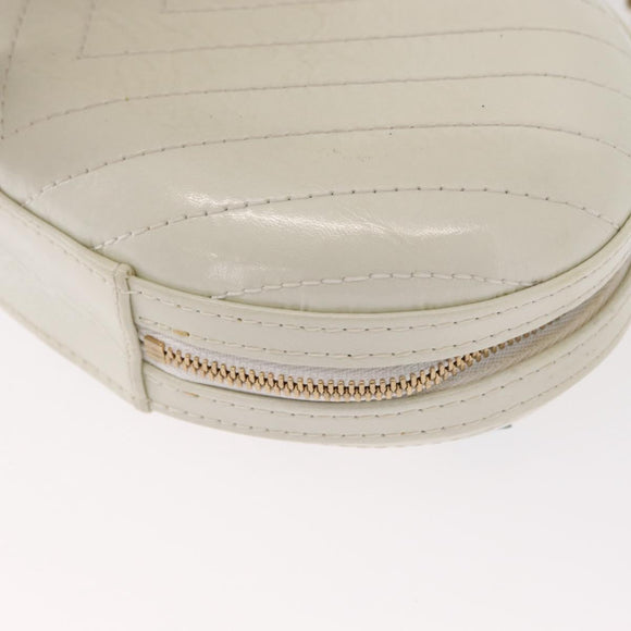 CHANEL Chain V Stitch La Pauza Shoulder Bag Leather White Gold CC Auth 161720SAV
