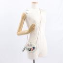 CHANEL Chain V Stitch La Pauza Shoulder Bag Leather White Gold CC Auth 161720SAV-21