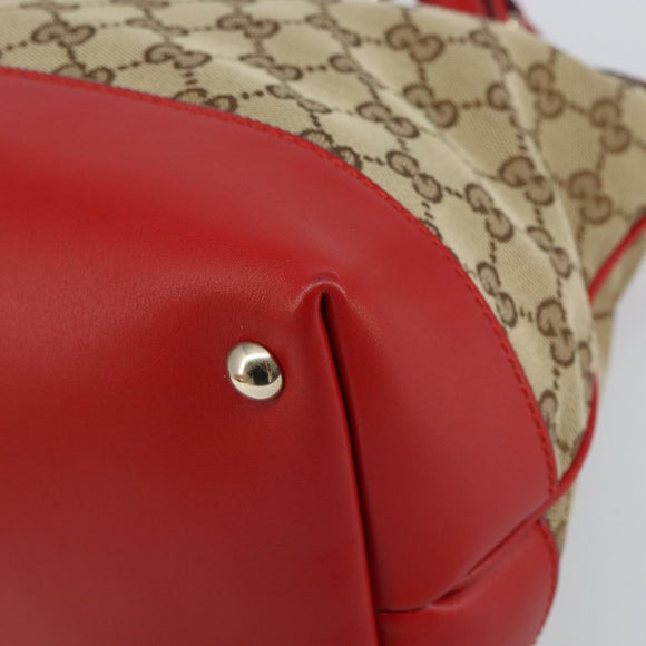 GUCCI GG Canvas Valentine Hand Bag 2way Beige Gold 309122 Auth 161721V