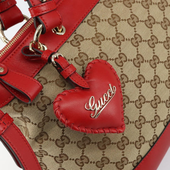 GUCCI GG Canvas Valentine Hand Bag 2way Beige Gold 309122 Auth 161721V