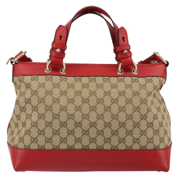 GUCCI GG Canvas Valentine Hand Bag 2way Beige Gold 309122 Auth 161721V