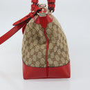 GUCCI GG Canvas Valentine Hand Bag 2way Beige Gold 309122 Auth 161721V-3