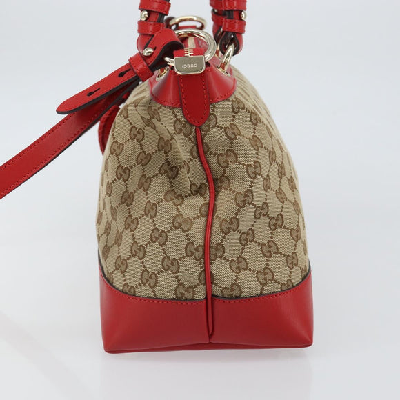 GUCCI GG Canvas Valentine Hand Bag 2way Beige Gold 309122 Auth 161721V
