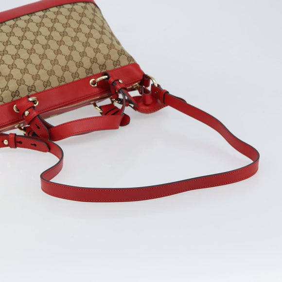 GUCCI GG Canvas Valentine Hand Bag 2way Beige Gold 309122 Auth 161721V