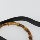 GUCCI Bamboo Hand Bag Leather 2way Black Gold 001 1705 1638 Auth 161722-10