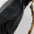 GUCCI Bamboo Hand Bag Leather 2way Black Gold 001 1705 1638 Auth 161722-6