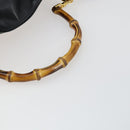 GUCCI Bamboo Hand Bag Leather 2way Black Gold 001 1705 1638 Auth 161722-9