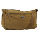 PRADA Shoulder Bag Nylon Beige Silver Auth 161725-1