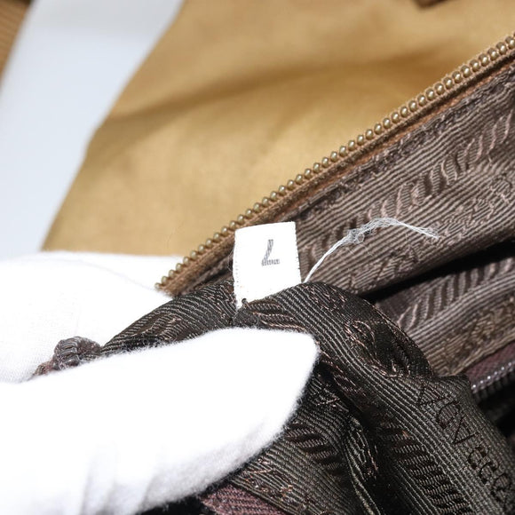 PRADA Shoulder Bag Nylon Beige Silver Auth 161725