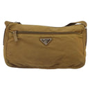 PRADA Shoulder Bag Nylon Beige Silver Auth 161725-13