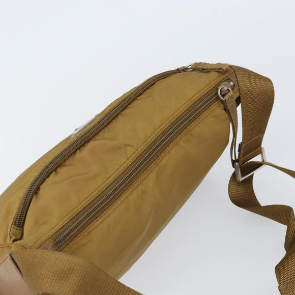PRADA Shoulder Bag Nylon Beige Silver Auth 161725