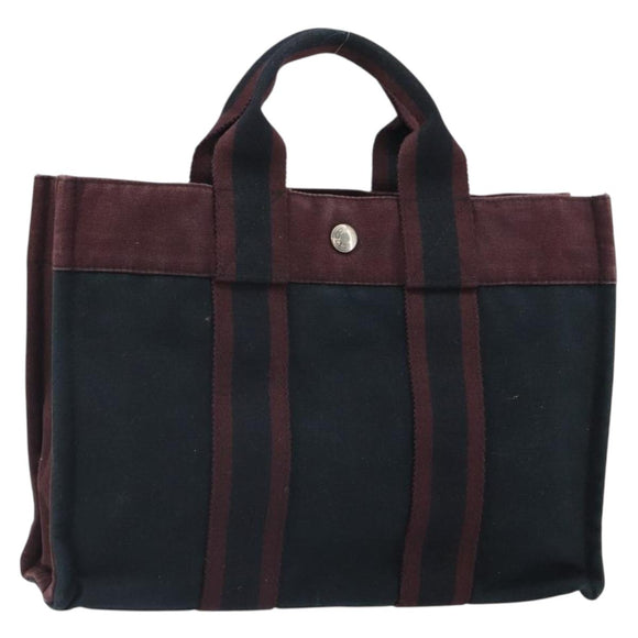 HERMES Fourre Tout PM Hand Bag Canvas Black Auth 161726