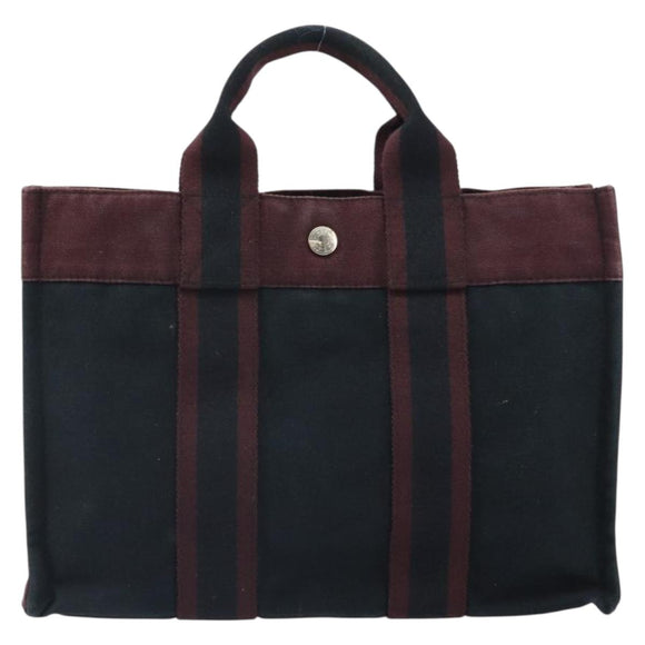 HERMES Fourre Tout PM Hand Bag Canvas Black Auth 161726