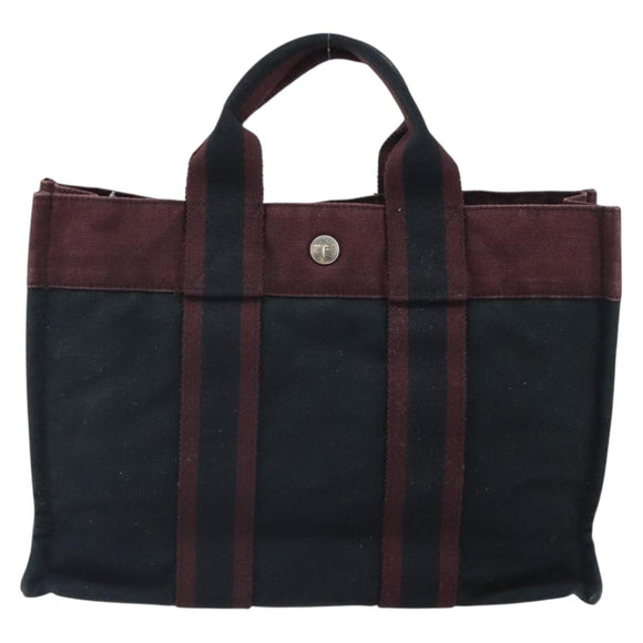 HERMES Fourre Tout PM Hand Bag Canvas Black Auth 161726