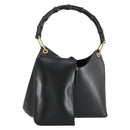 GUCCI Bamboo Shoulder Bag Leather Black Gold 001 1998 1883 Auth 161727-1