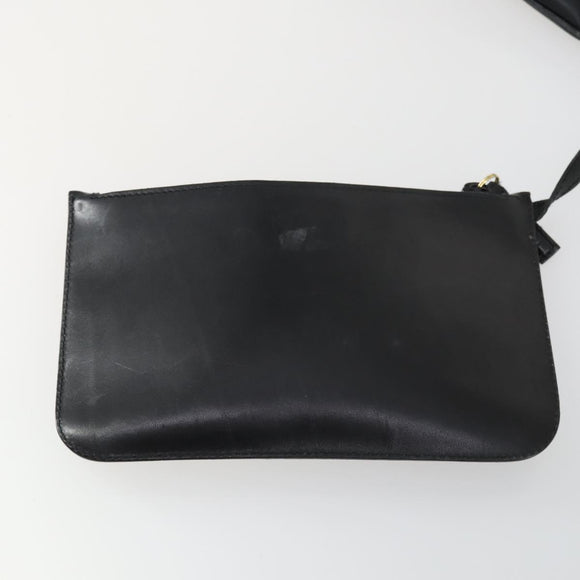 GUCCI Bamboo Shoulder Bag Leather Black Gold 001 1998 1883 Auth 161727