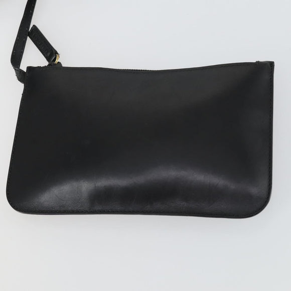 GUCCI Bamboo Shoulder Bag Leather Black Gold 001 1998 1883 Auth 161727