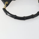 GUCCI Bamboo Shoulder Bag Leather Black Gold 001 1998 1883 Auth 161727-7