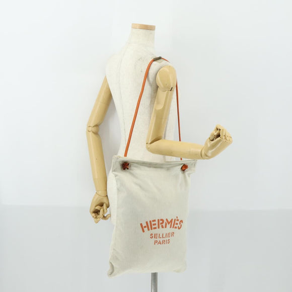 HERMES Aline PM Shoulder Bag Cotton Beige Gold Auth 161728
