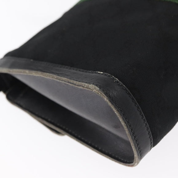 GUCCI GG Canvas Web Sherry Line Shoulder Bag Black Red Green Auth 161730