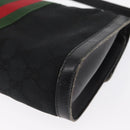 GUCCI GG Canvas Web Sherry Line Shoulder Bag Black Red Green Auth 161730-13