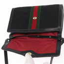 GUCCI GG Canvas Web Sherry Line Shoulder Bag Black Red Green Auth 161730-15