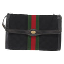 GUCCI GG Canvas Web Sherry Line Shoulder Bag Black Red Green Auth 161730-2