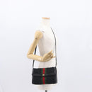 GUCCI GG Canvas Web Sherry Line Shoulder Bag Black Red Green Auth 161730-21