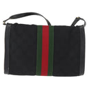 GUCCI GG Canvas Web Sherry Line Shoulder Bag Black Red Green Auth 161730-3