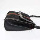 GUCCI GG Canvas Web Sherry Line Shoulder Bag Black Red Green Auth 161730-4