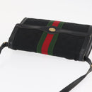 GUCCI GG Canvas Web Sherry Line Shoulder Bag Black Red Green Auth 161730-6
