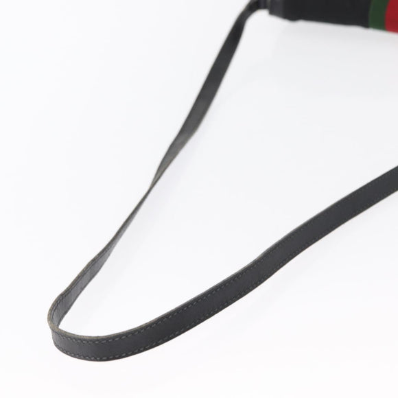 GUCCI GG Canvas Web Sherry Line Shoulder Bag Black Red Green Auth 161730