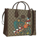GUCCI GG Supreme Donald duck Hand Bag PVC 2way Beige Gold 648134 Auth 161733SAM-1