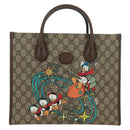 GUCCI GG Supreme Donald duck Hand Bag PVC 2way Beige Gold 648134 Auth 161733SAM-2