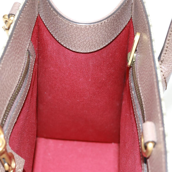 GUCCI GG Supreme Donald duck Hand Bag PVC 2way Beige Gold 648134 Auth 161733SAM